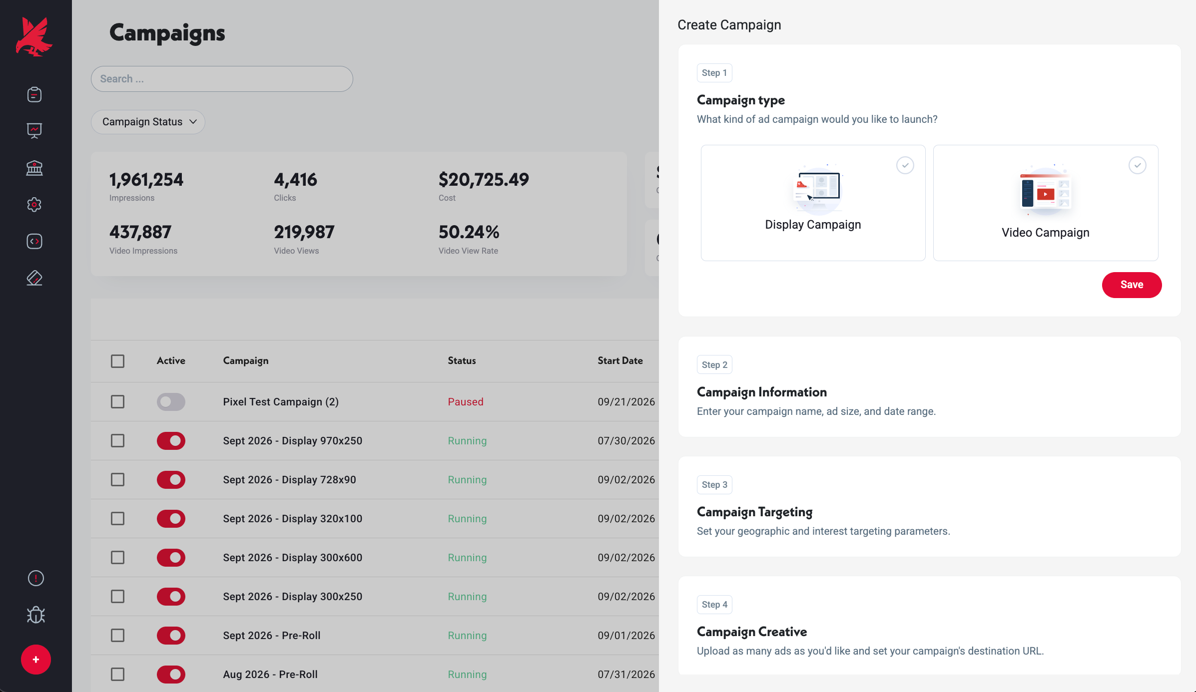 Campaign type selection: Display vs. Video