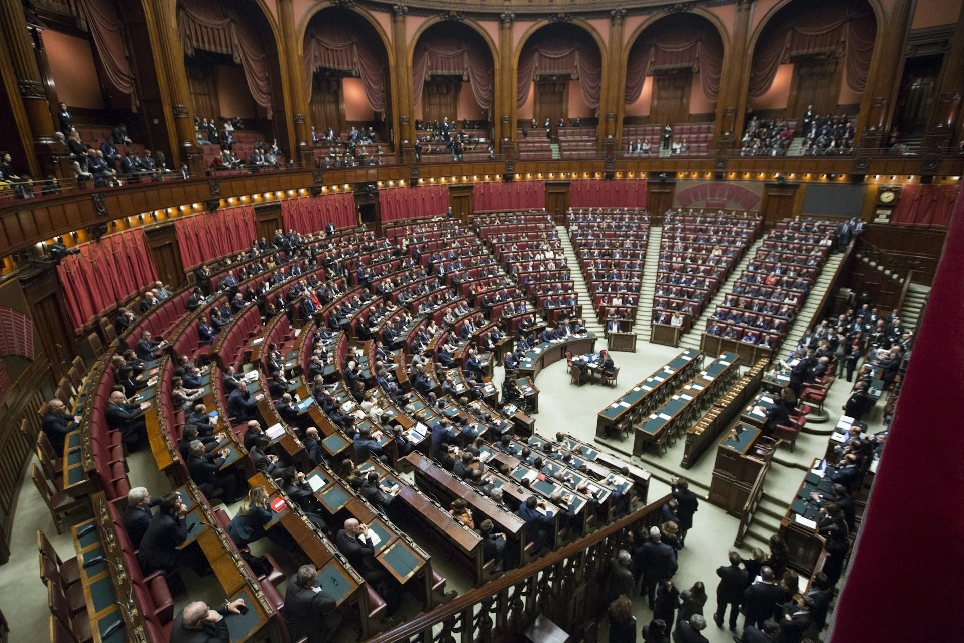 Seated legislative chamber during a session